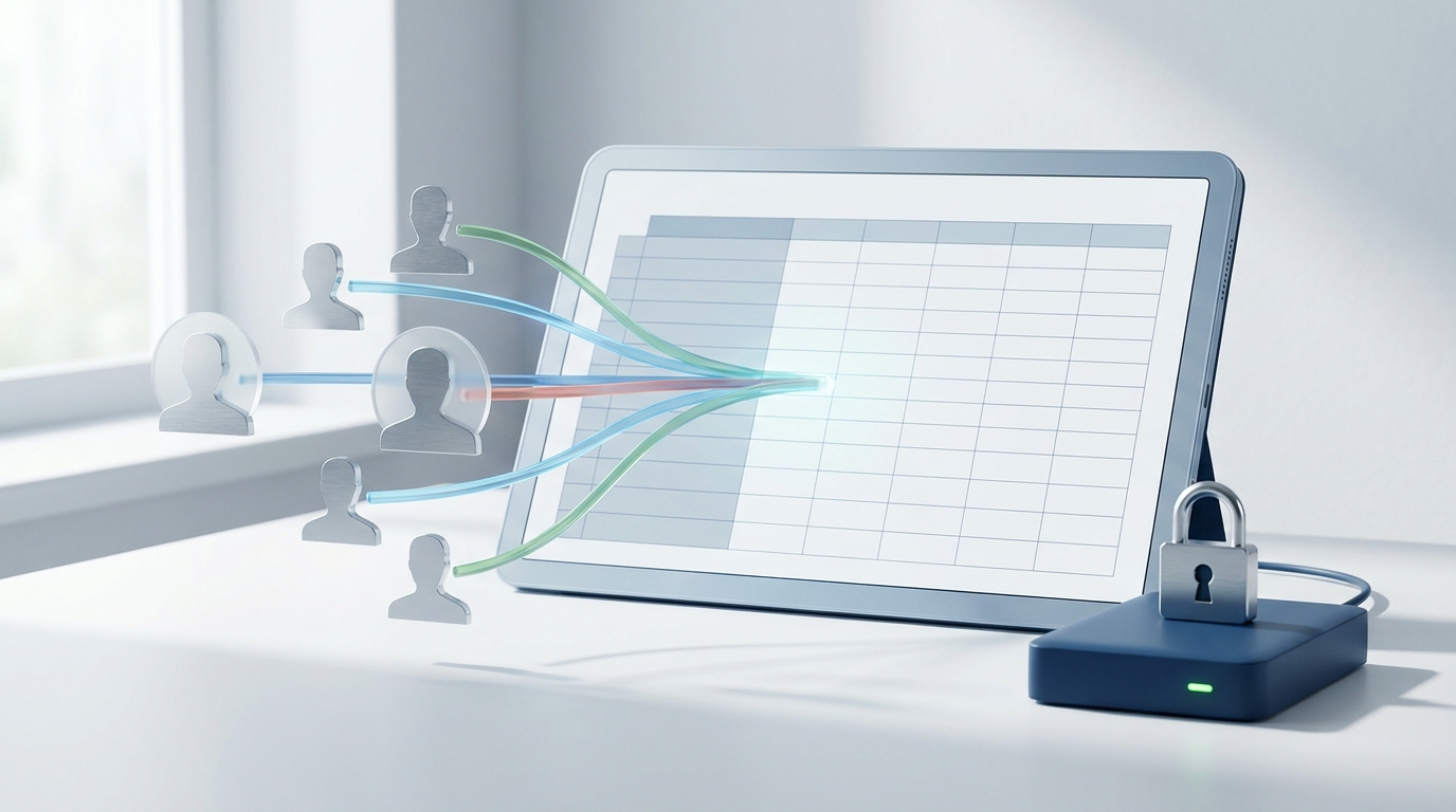 Abstract cover image showing a following list exported into a secure backup file.